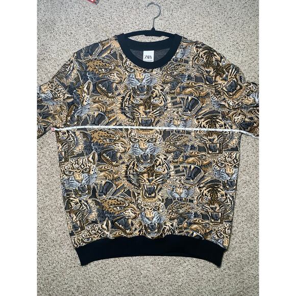 Zara Men's - Tiger Jacquard Quilted Sweater - Excellent! - Picture 6 of 16